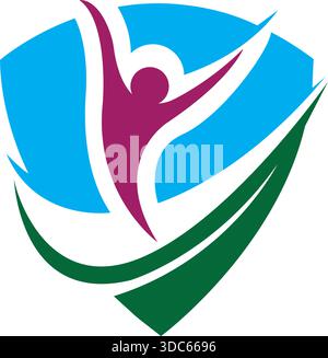 Shield Human Care Protection Logo Design Vector Template Icon Stock Vector