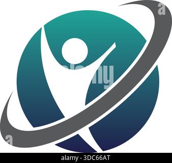 Abstract Human Sphere Orbit Logo Design Template Vector Icon Stock Vector