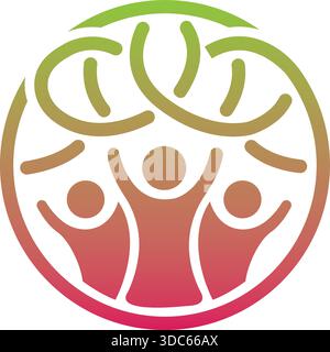 Community People Circle Tree Logo Design Vector Template Icon Stock Vector