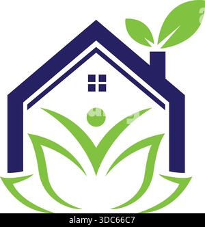 House Leaf Wellness Icon Logo Design Eco Home Vector Template Stock Vector