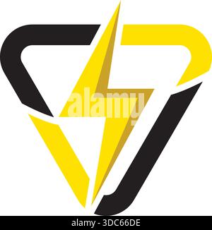 Electric Bolt Triangle Energy Logo Design Icon Vector Template Stock Vector