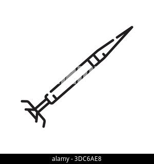 air to air missile black line icon. Vector isolated element.Editable stroke Stock Vector