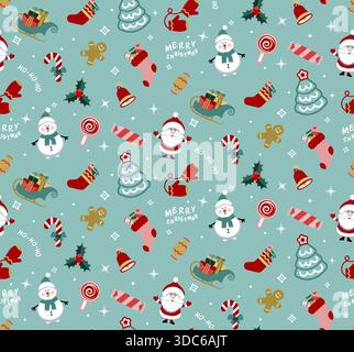 Christmas Themed Postage Stamps. Set of Christmas Stamps. Stock Vector