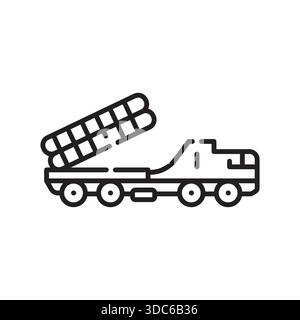 surface to air missile black line icon. Vector isolated element.Editable stroke Stock Vector