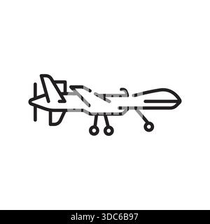unmanned aerial vehicle black line icon. Vector isolated element.Editable stroke Stock Vector