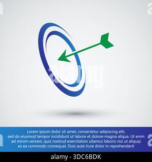 Business Target and Success Icon Green Arrow Hitting Blue Bullseye Concept Stock Vector