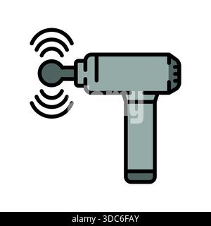 massage gun color line icon for digital and print projects.  Minimal clean icons for apps and websites. Modern simple icons for UI UX and branding Stock Vector