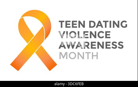 Teen Dating Violence Awareness Month Logo Icon Illustration with Orange Ribbon Stock Vector