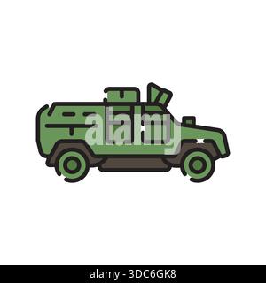 armored car color flat icon. Vector isolated element.Editable stroke Stock Vector