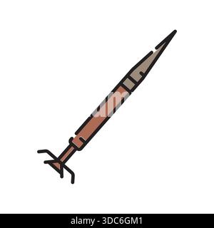 anti tank guided missile black line icon. Vector isolated element.Editable stroke Stock Vector