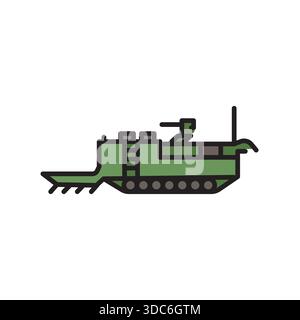engineering vehicle color flat icon. Vector isolated element.Editable stroke Stock Vector