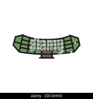 radar station color flat icon. Vector isolated element.Editable stroke Stock Vector