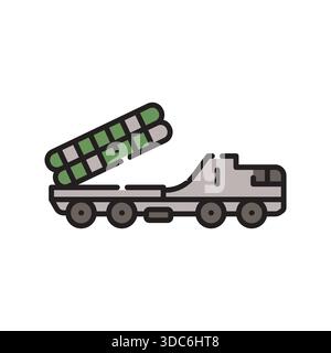 surface to air missile black line icon. Vector isolated element.Editable stroke Stock Vector