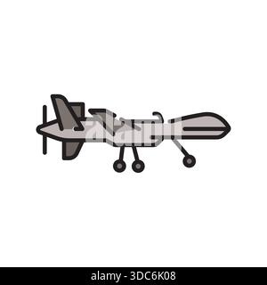 unmanned aerial vehicle black line icon. Vector isolated element.Editable stroke Stock Vector