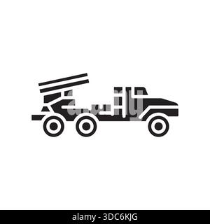 multiple launch rocket system color flat icon. Vector isolated element.Editable stroke Stock Vector