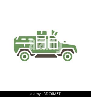 armored car color flat icon. Vector isolated element.Editable stroke Stock Vector