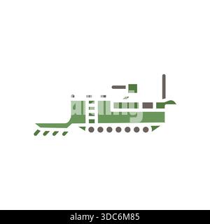 engineering vehicle color flat icon. Vector isolated element.Editable stroke Stock Vector