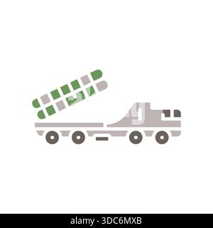 surface to air missile black line icon. Vector isolated element.Editable stroke Stock Vector