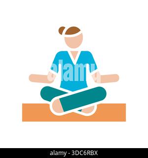 mindful living color flat icon. Vector isolated element. Editable stroke. Stock Vector