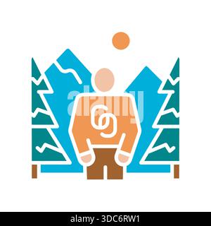 nature connection color flat icon. Vector isolated element. Editable stroke. Stock Vector