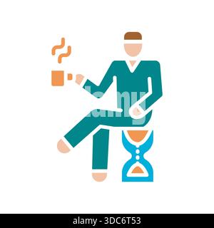 slow living color flat icon. Vector isolated element. Editable stroke. Stock Vector