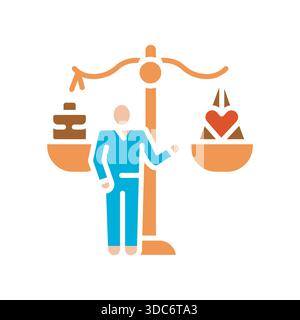 work life balance black line icon. Vector isolated element. Editable stroke. Stock Vector