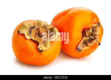 fuyu hachiya persimmon mix path isolated on white Stock Photo