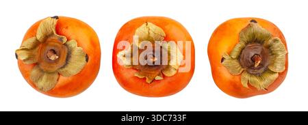 fuyu persimmon path isolated on white top view Stock Photo