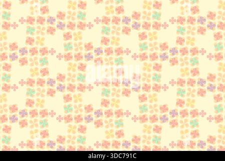 This premium luxury vector illustration features a seamless, repeating pattern of stylized floral motifs, each composed of soft, rounded petal-like sh Stock Vector