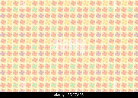 This premium luxury vector illustration features a seamless, repeating pattern of stylized floral motifs, each composed of soft, rounded petal-like sh Stock Vector