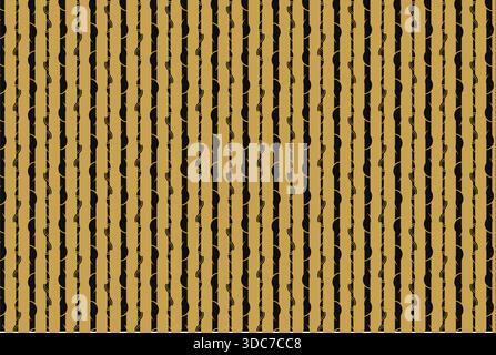 This premium luxury seamless vector pattern features alternating vertical stripes in deep matte black and metallic gold. The gold stripes are adorned Stock Vector