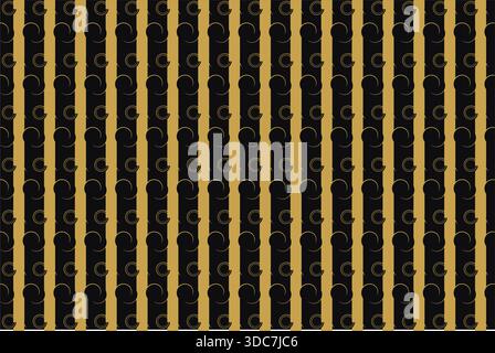 This premium luxury seamless vector pattern features alternating vertical stripes in deep matte black and metallic gold. The gold stripes are adorned Stock Vector