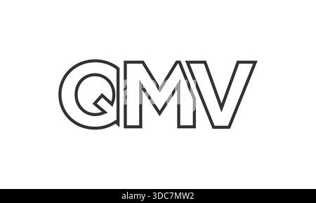 QMV logo design template with strong and modern bold text. Initial based vector logotype featuring simple and minimal typography. Trendy company ident Stock Vector