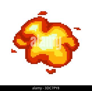 Pixel explosion animation concept for retro game design Stock Vector