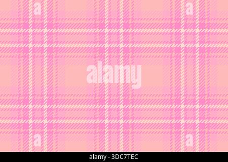Packaging textile check background, present pattern plaid fabric. Age texture tartan seamless vector in light and pink colors palette. Stock Vector