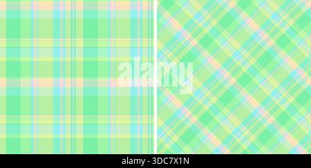 Fabric background plaid of check textile texture with a tartan pattern vector seamless. Set in trendy colours for room decor ideas. Stock Vector