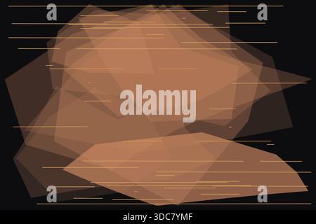 This premium luxury abstract polygonal background features layered semi-transparent geometric shapes arranged over a deep, dark backdrop. Warm earthy Stock Vector