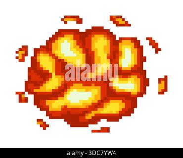 Retro pixel explosion animation for video game design Stock Vector