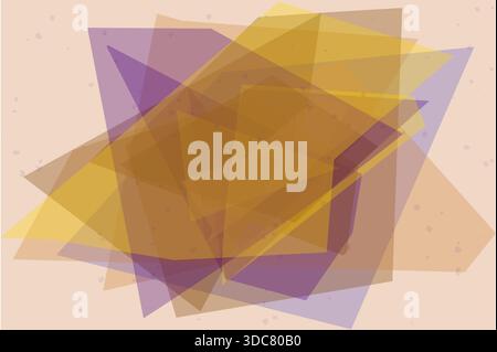 This abstract geometric vector illustration features a vibrant composition of overlapping shapes in purple, orange, and yellow tones. The design blend Stock Vector