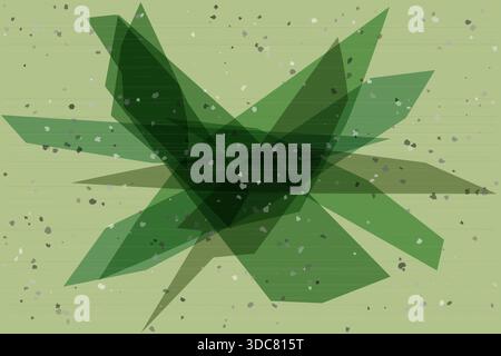 This abstract vector illustration features overlapping green triangles in various sizes and orientations, creating a dynamic, multi-dimensional effect Stock Vector