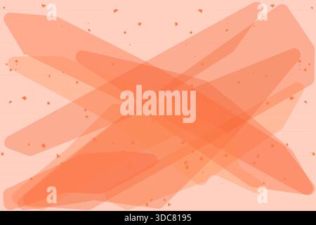 A modern abstract vector illustration featuring large, semi-transparent orange shapes on a light peach background. Horizontal lines and scattered dark Stock Vector
