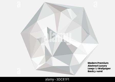 A striking and abstract geometric illustration featuring a crystal or diamond with sharp facets and smooth gradients. The design utilizes shades of gr Stock Vector