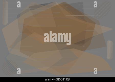 This premium luxury abstract geometric background features layered polygonal shapes in warm golden-brown, amber-gold, beige, and muted gray tones. A f Stock Vector