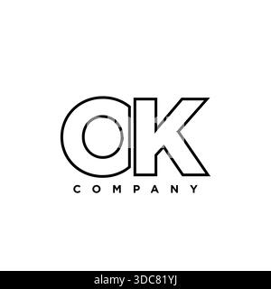 Trendy letter O and K, OK logo design template. Minimal monogram initial based logotype for company identity. Stock Vector