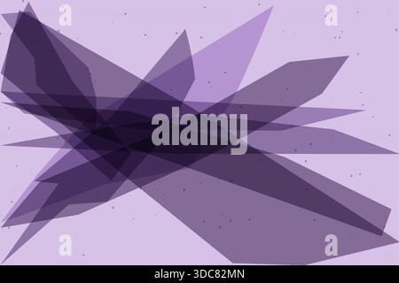 A dynamic abstract vector design featuring overlapping purple polygonal shapes, creating a multi-dimensional effect. The transparency of the shapes ad Stock Vector