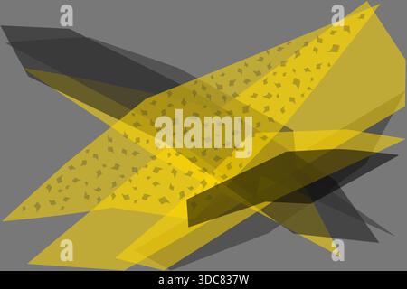 This sophisticated abstract vector design features premium-quality yellow and black geometric shapes, layered seamlessly on a gray background. The tra Stock Vector