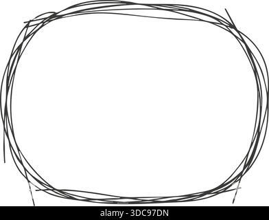 Organic rectangle frame with rounded corners made from looping twigs. Stock Vector