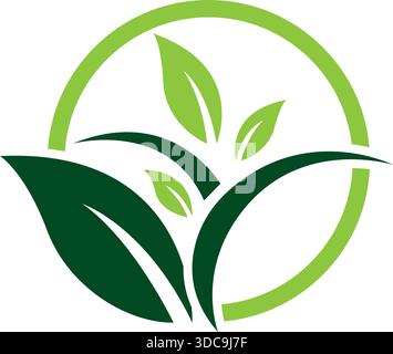 Organic Nature Logo Template Green Leaf Circle Vector Eco Icon Design Stock Vector
