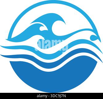 Ocean Wave Nature Logo Design Water Flow Vector Icon Template Stock Vector
