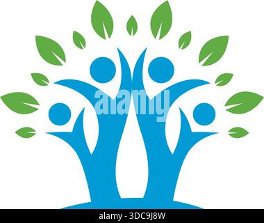 Tree People Unity Logo Design Wellness Community Growth Icon Vector Template Stock Vector